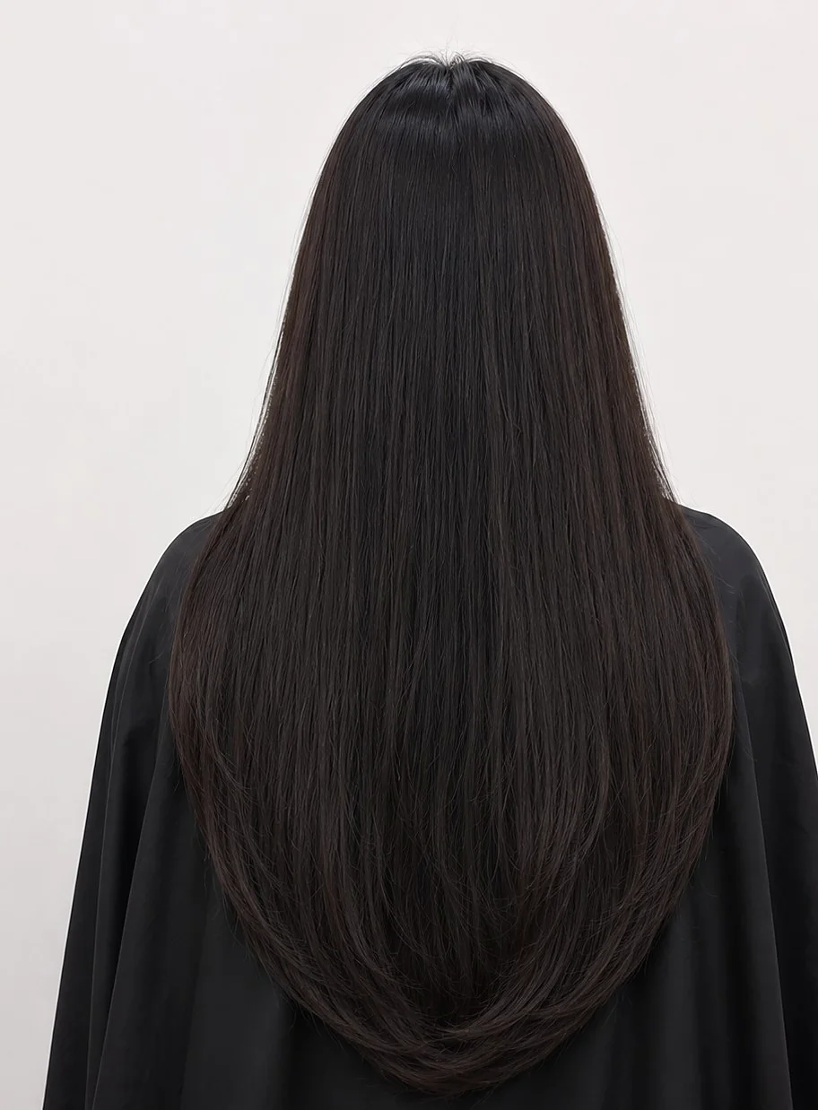 Real long straight smooth hair result at Glow Beauty Salon Kasur