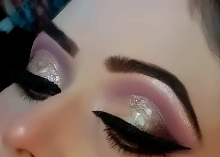 Glitter eye makeup at Glow Beauty Salon Kasur